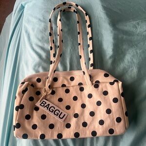 Baggu Bowler Bag- Polka Dot Cream & Black